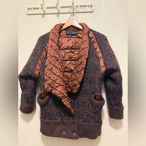 Escada Vintage Brown Knit Mohair Wool Ribbed Hem Cardigan Made In Germany Sz 40